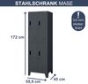 Umkleideschrank Spind BARTEK - 4 Abteile, Etikettenhalter Lüftungsschlitze | Umkleidespind Schließfachschrank Garderobenspind, 172x55,9x45cm Anthrazit Bild 2