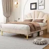 Polsterbett, Doppelbett mit Lattenrost, 140x200 cm, Kopfteil höhenverstellbar, Samt, Jugendbett Bild 4