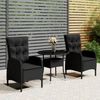 vidaXL 3-tlg. Garten-Bistro-Set Poly Rattan Schwarz 3058548 Bild 1