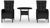 vidaXL 3-tlg. Garten-Bistro-Set Poly Rattan Schwarz 3058548 Bild 2