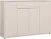Forte ALICE SPRINGS Schuhschrank 140 150, moderner Schuhschrank mit viel Stauraum, 4-türig, 1 Schublade, Holzwerkstoff, Kaschmir Beige, 143,9 cm breit x 99,1 cm hoch x 34,9 cm tief Bild 3