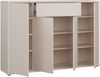Forte ALICE SPRINGS Schuhschrank 140 150, moderner Schuhschrank mit viel Stauraum, 4-türig, 1 Schublade, Holzwerkstoff, Kaschmir Beige, 143,9 cm breit x 99,1 cm hoch x 34,9 cm tief Bild 5