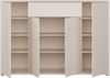 Forte ALICE SPRINGS Schuhschrank 140 150, moderner Schuhschrank mit viel Stauraum, 4-türig, 1 Schublade, Holzwerkstoff, Kaschmir Beige, 143,9 cm breit x 99,1 cm hoch x 34,9 cm tief Bild 4