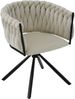 Essstuhl Samt, Beige, 360°-Drehstuhl mit Vierfuß-Stahlgestell, Sitzhöhe ca. 48 cm, modernes minimalistisches Design,51x61x71 cm Bild 5