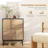 Sideboard mit 4 Fächer, Push-to-open Türen, melaminbeschichtet MDF, Metallbeine, Kippsicherung, für Wohnzimmer & Flur Bild 3