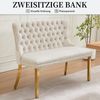 SeedWave Esszimmerstuhl Esszimmerbank Samt Polsterbank, Ziernieten & Verstellbaren Stahlfüßen, Französischer Luxusstil Sitzbank inkl. Rückenlehne mit Knopfheftung Bild 4