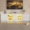 TV-Schrank 160 x 40 x 52 cm aus MDF, Hochglanz-Front, mit 2 Schubladen, 1 Schrank und LED Bild 4