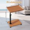 TWSOUL Beistelltisch L Form Couchtisch Höhenverstellbar mit Rollen 360° Rotierend Nussbaum, laptopTisch für Sofa Couch Bett, Sofatisch für Wohnzimmer Bild 2