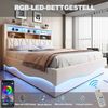 STILVORA Polsterbett 180x200 mit LED-Licht&USB,Jugendbett Doppelbett mit Lattenrost,Beige (mit Hydraulischem Stauraum, APP-gesteuertes LED-Lichtband, USB-Ladeanschluss, Leinenbezug, Platzsparendes Bett mit Stauraum für Bücher und Bettzeug, 180x200 cm),... Bild 3