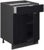 Küchenunterschrank Fame-Line Schwarz gestreift 60 cm mit Schublade, ohne Arbeitsplatte Vicco Bild 4