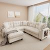 6-Sitzer Wohnlandschaft 216,5 x 216,5 x 83 cm aus Chenille mit USB-C, modular Bild 2