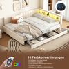 Merax Daybett LED Polsterbett Schlafsofa 140x200cm mit 2 Schubladen und USB-Aufladen, beige Bild 2