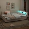 Merax Daybett LED Polsterbett Schlafsofa 140x200cm mit 2 Schubladen und USB-Aufladen, beige Bild 3