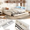 Merax Daybett LED Polsterbett Schlafsofa 140x200cm mit 2 Schubladen und USB-Aufladen, beige Bild 5