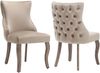 Eleganter Polsterstuhl aus Samt mit Knopfsteppung und geschwungenen Massivholzbeinen,weicher Polsterung, Beige Bild 5