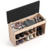 KOMTO Schuhbank mit Sitzfläche - Schuhregal Bank mit Stauraum Sonoma Eiche 80 x 48 x 32 cm Schuhschrank mit Sitzbank Flur Bank Garderobenbank Sofia… Bild 4
