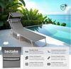 tectake® 2er Set Sonnenliege klappbar und tragbar, Liege mit Seitentasche, Strandliege, Gartenliege mit Dach, Liegestuhl mit Verstellbarer Rückenlehne, Kopfkissen - für Balkon, Terrasse (grau) Bild 2
