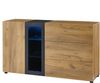 Sideboard, modernes Buffet mit 3 Schubladen und Glaselement, Konsolentisch für Wohnzimmer oder Flur, MDF+Glas, Weiß, 140×–×– cm Bild 3