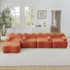 4-Sitzer Sofa 384x167x70 cm aus Samtstoff rahmenlos modular mit Ottomane, orange Bild 2
