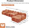 4-Sitzer Sofa 384x167x70 cm aus Samtstoff rahmenlos modular mit Ottomane, orange Bild 4