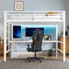 Bett 90x200 cm mit LED-Beleuchtung und USB-/Type-C-Anschlüssen – Hochbett mit Lerntisch und stabilem Metallrahmen Bild 2