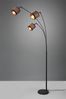 Große LED Stehleuchte 3-flammig mit Stoffschirmen in Taupe/Gold, Höhe 185cm Bild 3