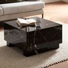 Couchtisch MONOBLOC 60 x 60 x 35 cm Schwarz Hochglanz mit Marmor Optik, Wohnzimmertisch Cube Quadratisch, Design Sofatisch, Lounge Kaffeetisch Würfel-Form Bild 2