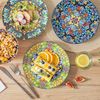 Boho Keramik Speiseteller Set 6er SIMI Porzellan 21,8 cm ESSVON Bild 5