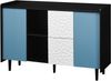 Sideboard aus MDF mit 2 Schubladen & offenen Fächern, 120 x 40 x 80 cm, Schwarz/Blau Bild 5