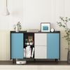 Sideboard aus MDF mit 2 Schubladen & offenen Fächern, 120 x 40 x 80 cm, Schwarz/Blau Bild 2