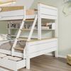 Etagenbett Kinderbett 90x200 & 140x200 mit Windmühle, Schrägleiter, Schubladen und Regalen, aus Kiefer MDF, weiß-natur Bild 5