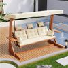 Flieks Hollywoodschaukel, 3-Sitzer Gartenschaukel 199x120x182.5cm mit Sonnendach und Ablagen Bild 2