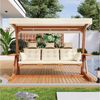 Flieks Hollywoodschaukel, 3-Sitzer Gartenschaukel 199x120x182.5cm mit Sonnendach und Ablagen Bild 3