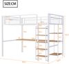 Hochbett Liegefläche 140x200 cm aus Metall mit Sicherheitsleiter, Metallgitter und Tisch mit Ablage, ohne Matratze Bild 5