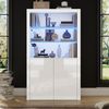 Vitrine Weiß freistehend 100x35x170 cm LED Beleuchtung Glasböden Schrank Spanplatte Bild 4