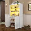 Vitrine Weiß freistehend 100x35x170 cm LED Beleuchtung Glasböden Schrank Spanplatte Bild 3