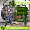 tillvex® Hängesessel mit Gestell Outdoor & wetterfester Abdeckung inkl. Befestigung | Hängekorb klappbar bis 150 kg | Hängesitz aus Rattan | Hängestuhl für Indoor Garten Balkon Terrasse Bild 4