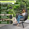 tillvex® Hängesessel mit Gestell Outdoor & wetterfester Abdeckung inkl. Befestigung | Hängekorb klappbar bis 150 kg | Hängesitz aus Rattan | Hängestuhl für Indoor Garten Balkon Terrasse Bild 3