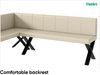 MEBLINI Eckbank für Esszimmer mit ausziehbarem Tisch - Küchenbank - Essecke - Sitzecke Küche - PETER - X-Beine 142x196x87cm Links - Creme Kunstleder/B Weiß Hochgl. Bild 5