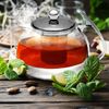 Monzana Teekanne mit Teesieb aus Edelstahl / Glas 1,2 L + 4er Set Teegläser Bild 5