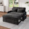 Ausziehbares Schlafsofa 2-Sitzer mit USB-Anschluss & verstellbarer Rückenlehne mit Kissen und Stauraumtaschen,multifunktionales,Grau Bild 1