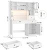 Homfa Schreibtisch mit LED, 2 Steckdosen und 2 USB, Schminktisch Computertisch Bürotisch weiß 165 x 120 x 48 cm Bild 3