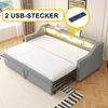 Ausziehbett 90/180×190 cm mit Lattenrost, USB, LED und Stauraum, Hellgrau, ohne Matratze Bild 5