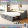 Ausziehbett 90/180×190 cm mit Lattenrost, USB, LED und Stauraum, Hellgrau, ohne Matratze Bild 4