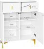 Eleganter Sideboard/Schuhschrank mit Strukturpaneelen, verstellbaren Einlegeböden und vergoldeten Verzierungen, mit Schubladen Bild 5