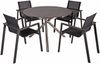 Garten-Sitzgruppe HECTOR 5-tlg. Edelstahl Kunststoff Schwarz | Gartenmöbel-Set Gartengarnitur Garten-Essgruppe mit Stapelstühlen und Esstisch Bild 2