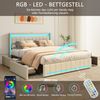 Furnishings Home Polsterbett Stauraumbett Doppelbett LED (1 tlg, Mit Vier extra große Schubladen), Mit LED-Beleuchtung, USB & TYPE-C Anschlüsse, Leinen, 140x200 cm Bild 3