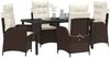 vidaXL Garten Essgruppe mit Kissen 5 pcs Braun Poly-Rattan 3380494 Bild 3