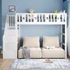Merax Hochbett Etagenbett für Kinder 90*200 mit Treppe, Kinderbett aus Massivholz mit Sicherheitsgeländer, Stern- und Monddekoration, Weiß Bild 2