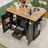 Kücheninsel Buffetschrank Küchenwagen und klappbarer Arbeitsplatte mit Handtuchhalter Gewürzregal Türregal Weinregal verstellbaren Einlegeböden weiß/schwarz 120 x 73 x 92 cm Bild 2